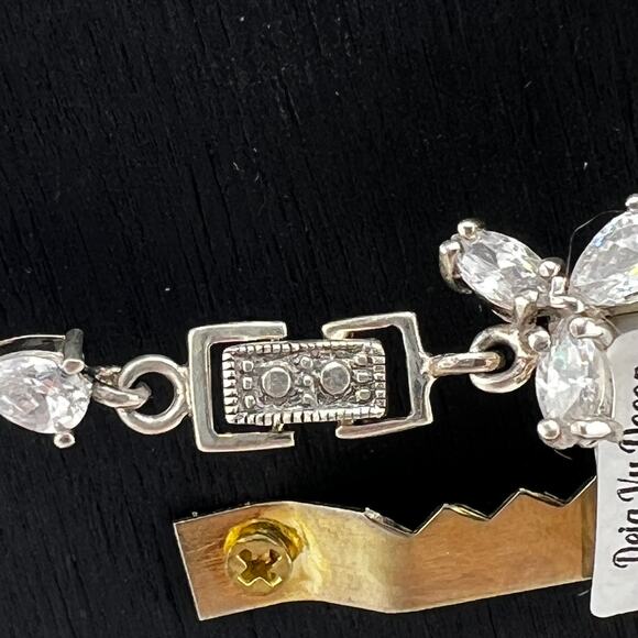 NWT Clear Czech Crystal 925 Sterling Silver Prong Set Bracelet 7" - Picture 3 of 7